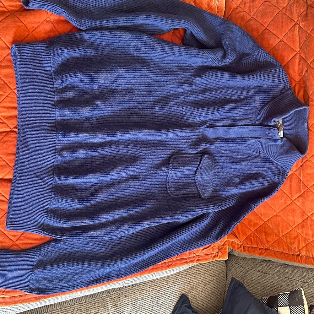 Peter Millar Mountainside One-Pocket Wool Quarter Zip Sweater Medium